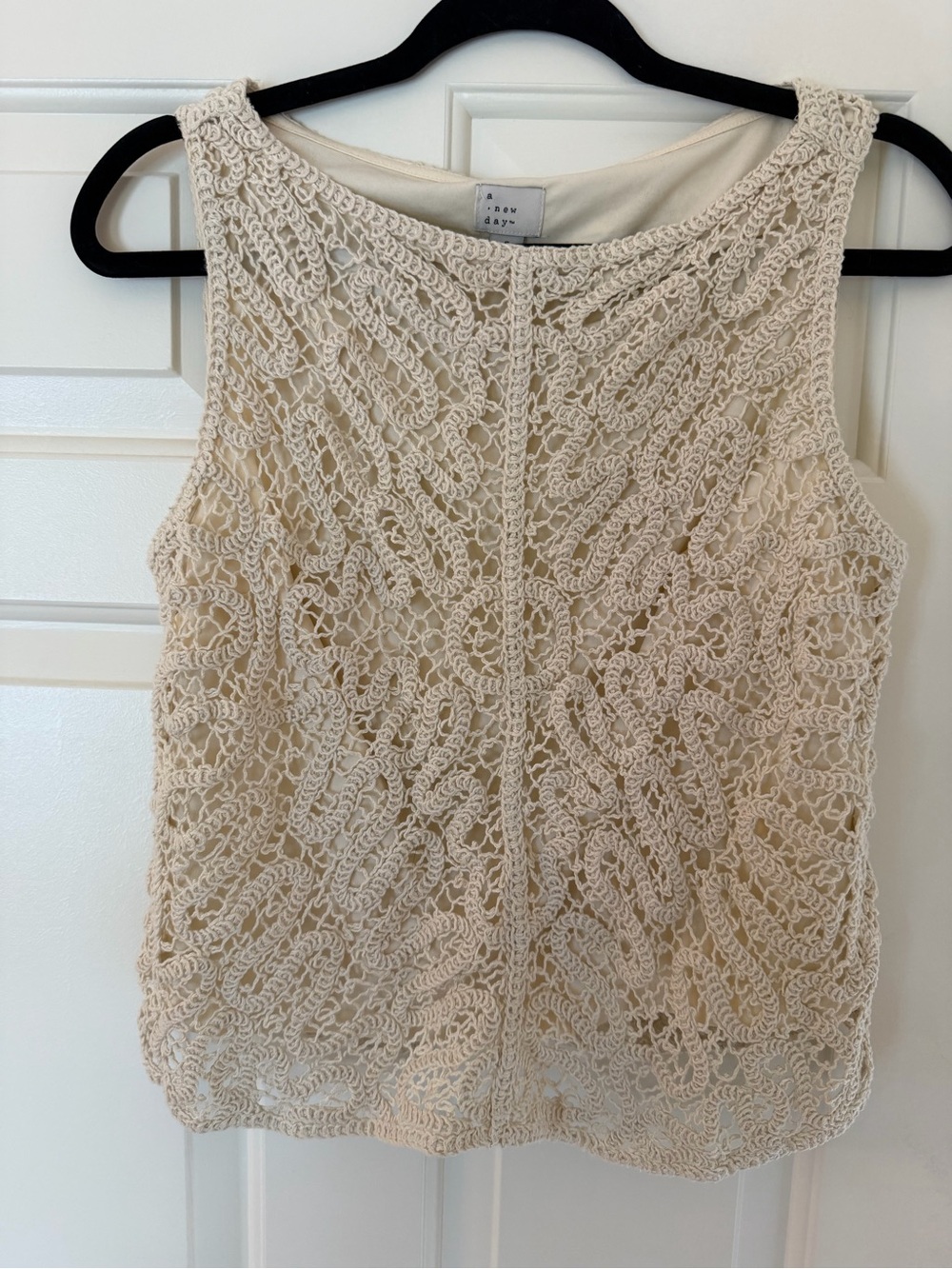 a new day Cream Crochet Lace Tank Top